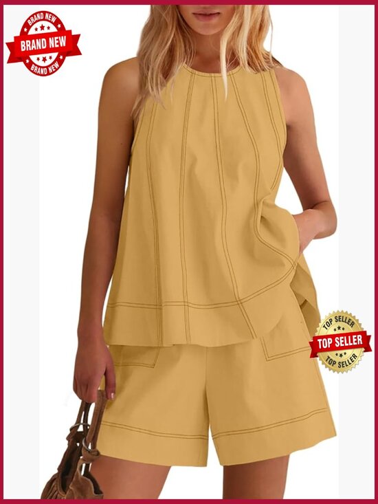 Other - 2 Piece Summer Tank Top and Short Set Sleeveless Casual Matching Outfit